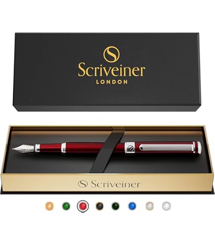 Amazon | Scriveiner最高級 プレミアム 万年筆 (シルバー) 魅力的な美